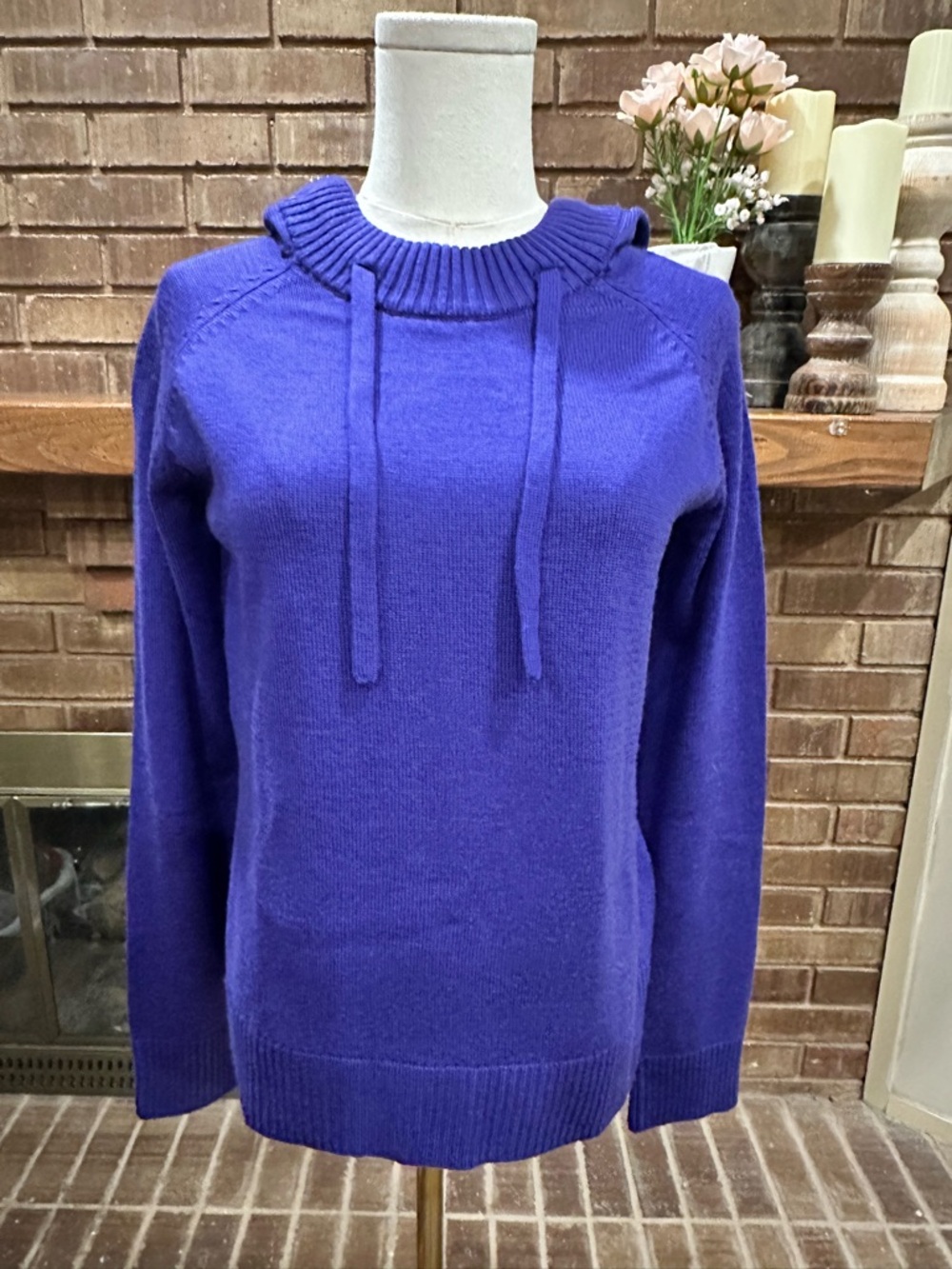 Stio 100% Merino Wool Purple Ribbed Knit Hoodie Sweater Medium Outdoor
